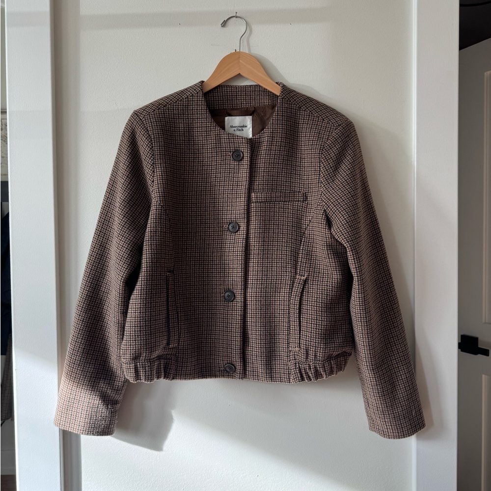Abercrombie Collarless Houndstooth Jacket